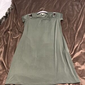 Michael Kors Basics Women's Cold Shoulder Shift Dress Olive Green Size M